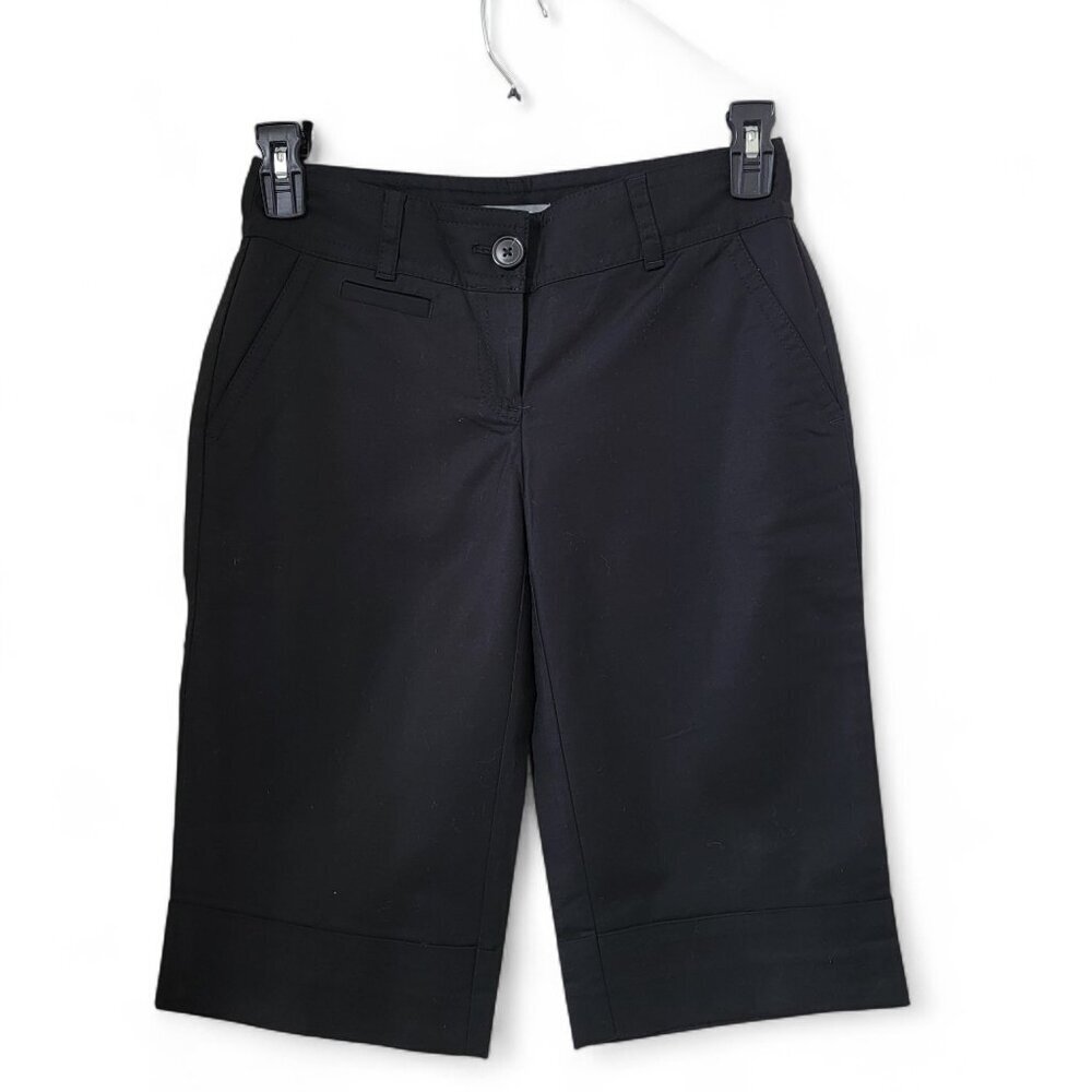 Ann Taylor Size 0 Black Curvy Fit Knee Length Capri Pants/Shorts, NWOT